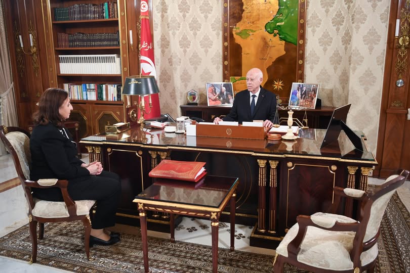 لقاء رئيس الجمهوريّة قيس سعيّد مع السيّدة سارة الزعفراني الزنزري رئيسة الحكومة