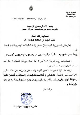 نصاب زكاة المال للسنة الهجؤية الجديدة 1444 هـ